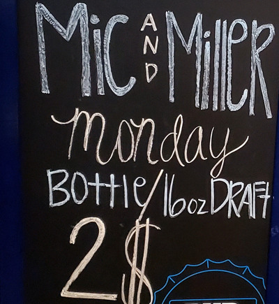Mich Ultra & Miller Lite cans or 16 oz draft for $2 all day long!